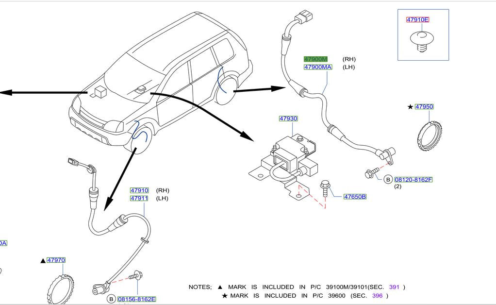 Sensor ABS RH Original Nissan X-Trail 2.5 2001/2013