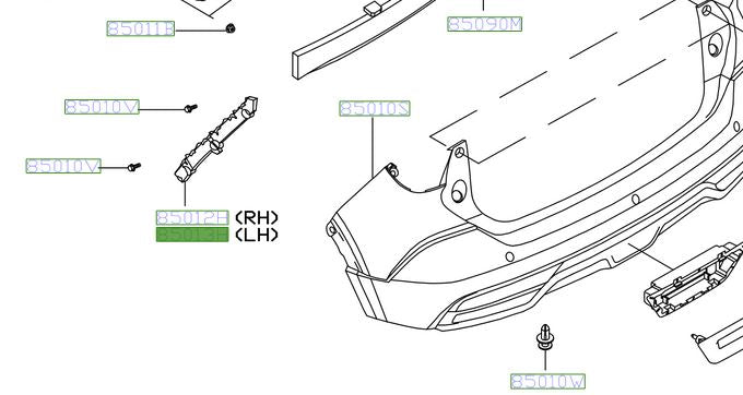 Guia parachoque trasera LH original Nissan Kicks 1.6 2016/2022 85221-5RB0A