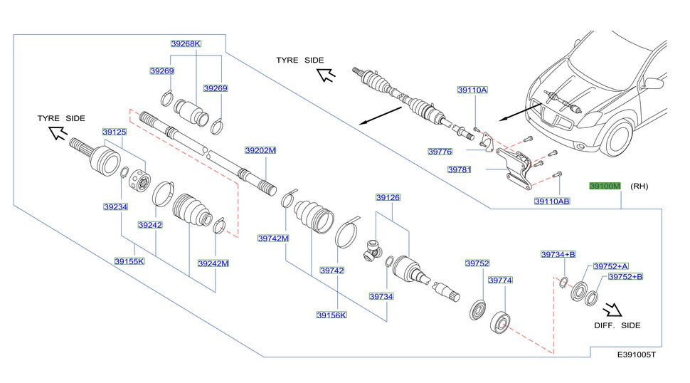 Eje Palier RH Original Nissan Qashqai 2.0 2010/2014