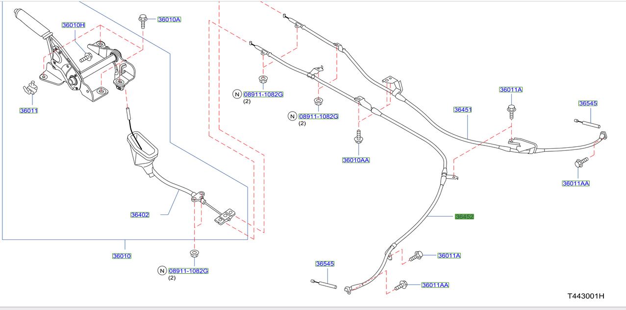 Piola Freno Mano LH Original Nissan Navara 2.5 2007/2014