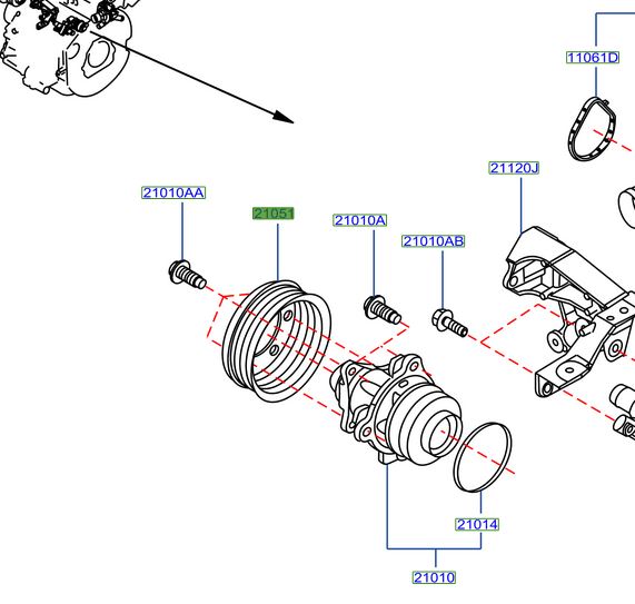 Polea Bomba De Agua Original Nissan NP300 2.3 2014/2021