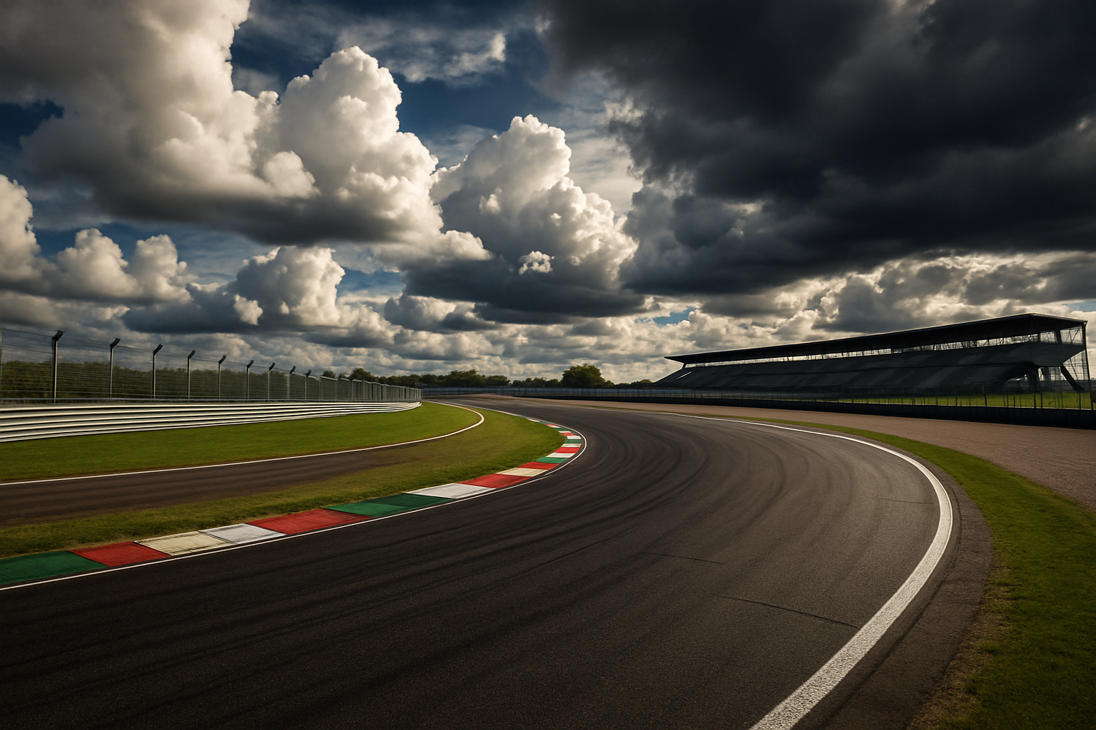 PISTA DE CARRERAS CON UN CIELO CON NUVES