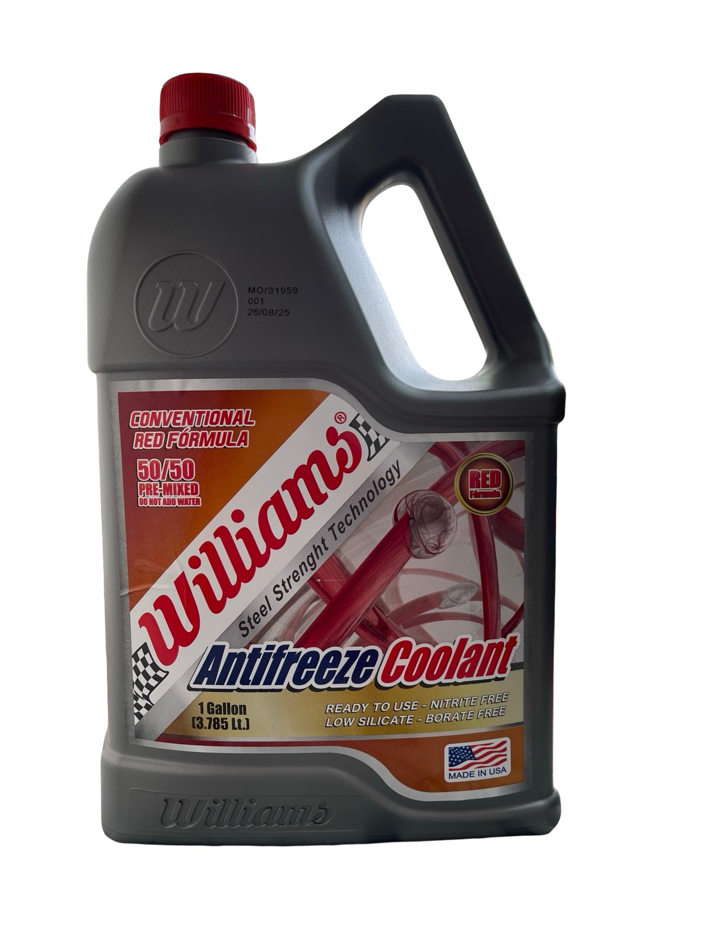 Coolant Refrigerante Anticongelante Williams 50/50 Rojo 1 Galón